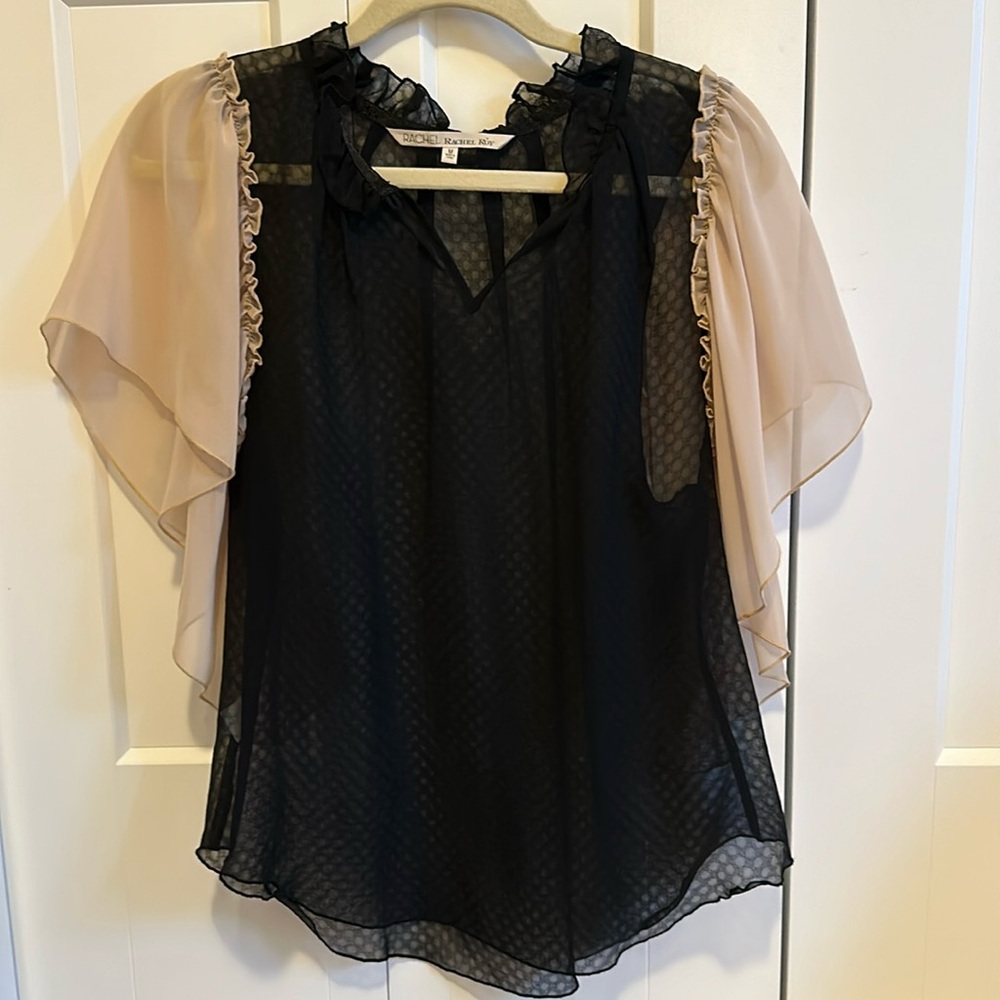 Sheer dot Rachel Roy blouse M